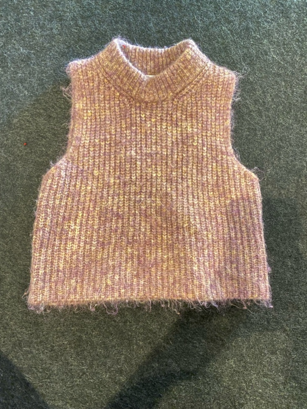 Zara Dusty Lavender Heather Sleeveless Mock Neck Sweater Vest